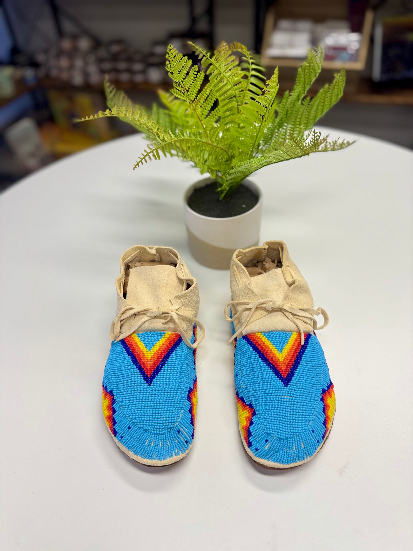 Blue Beaded Moccasins