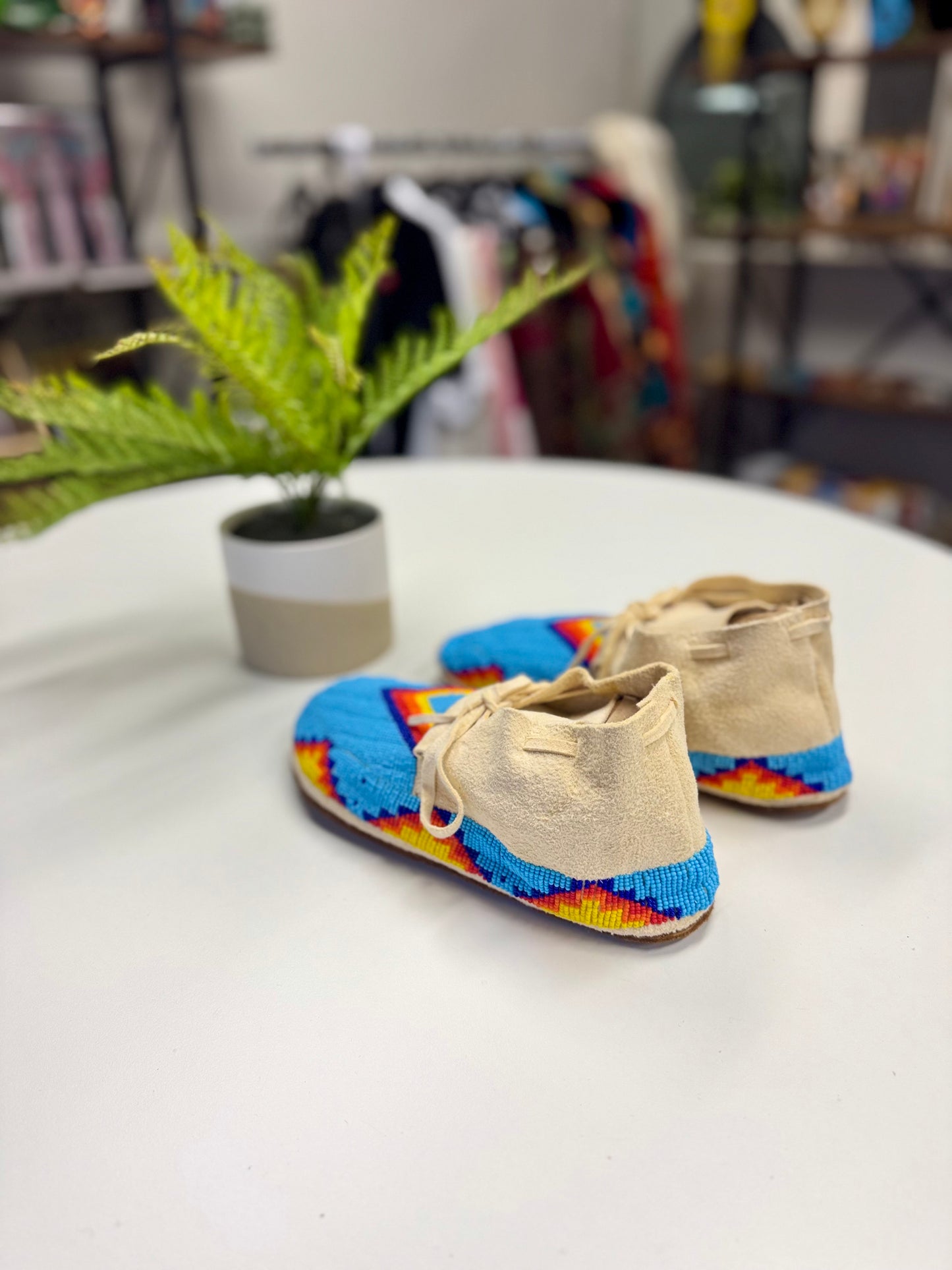 Blue Beaded Moccasins