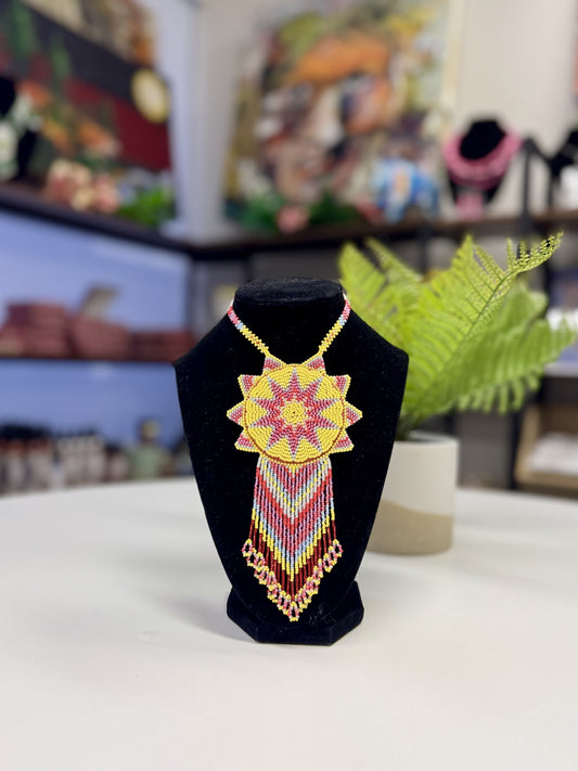 Beaded Medallion (Yellow/red, silver, rose gold)