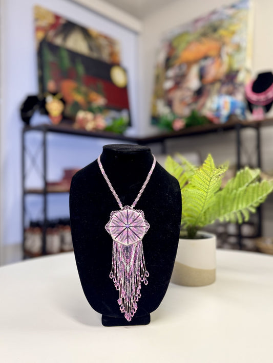 Beaded Medallion (Pink, purple, white, gray)