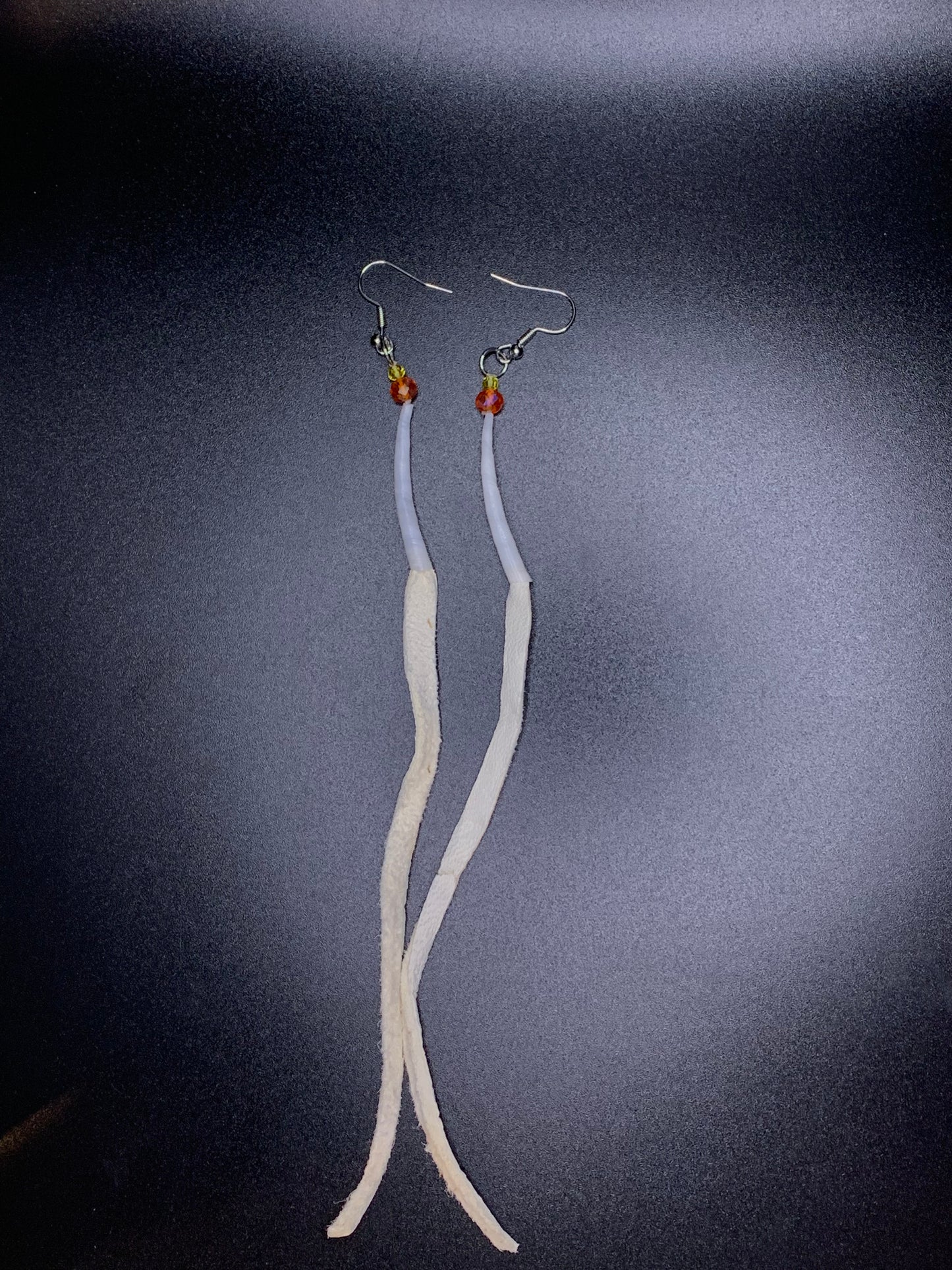 Amaris Makes Good - Dentalium Earrings w Leather Fringe