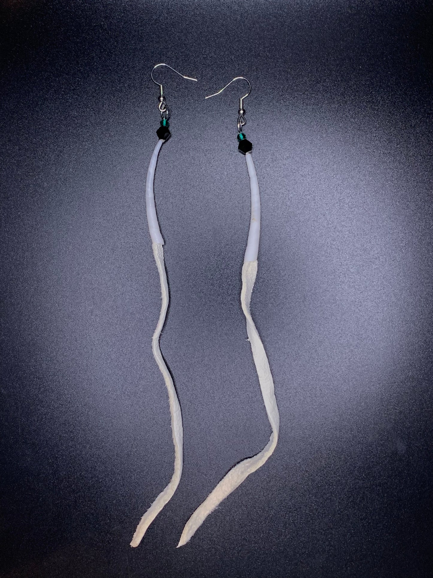 Amaris Makes Good - Dentalium Earrings w Leather Fringe