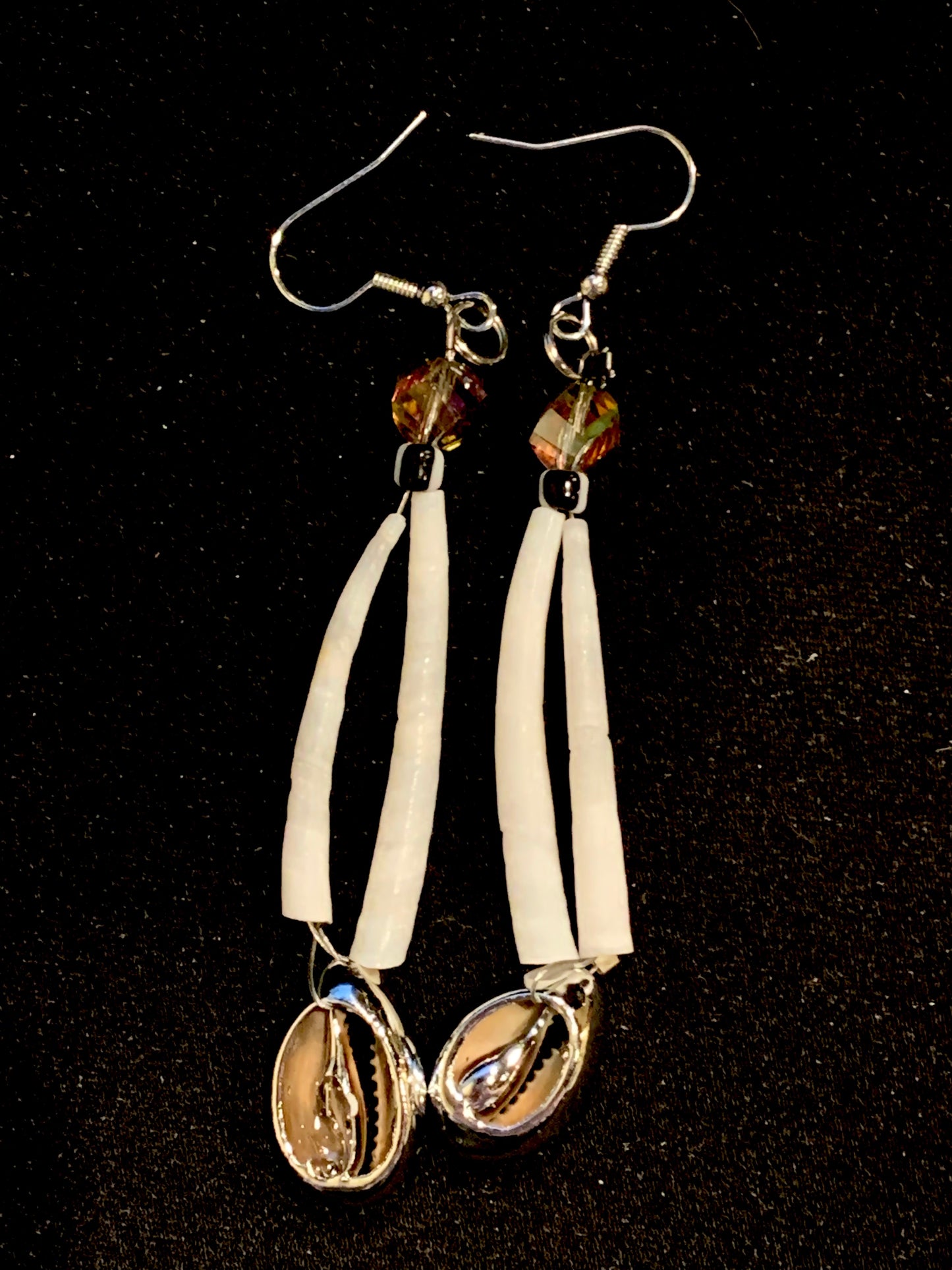 Amaris Makes Good - Two Tiered Dentalium Earrings w Metallic Shells
