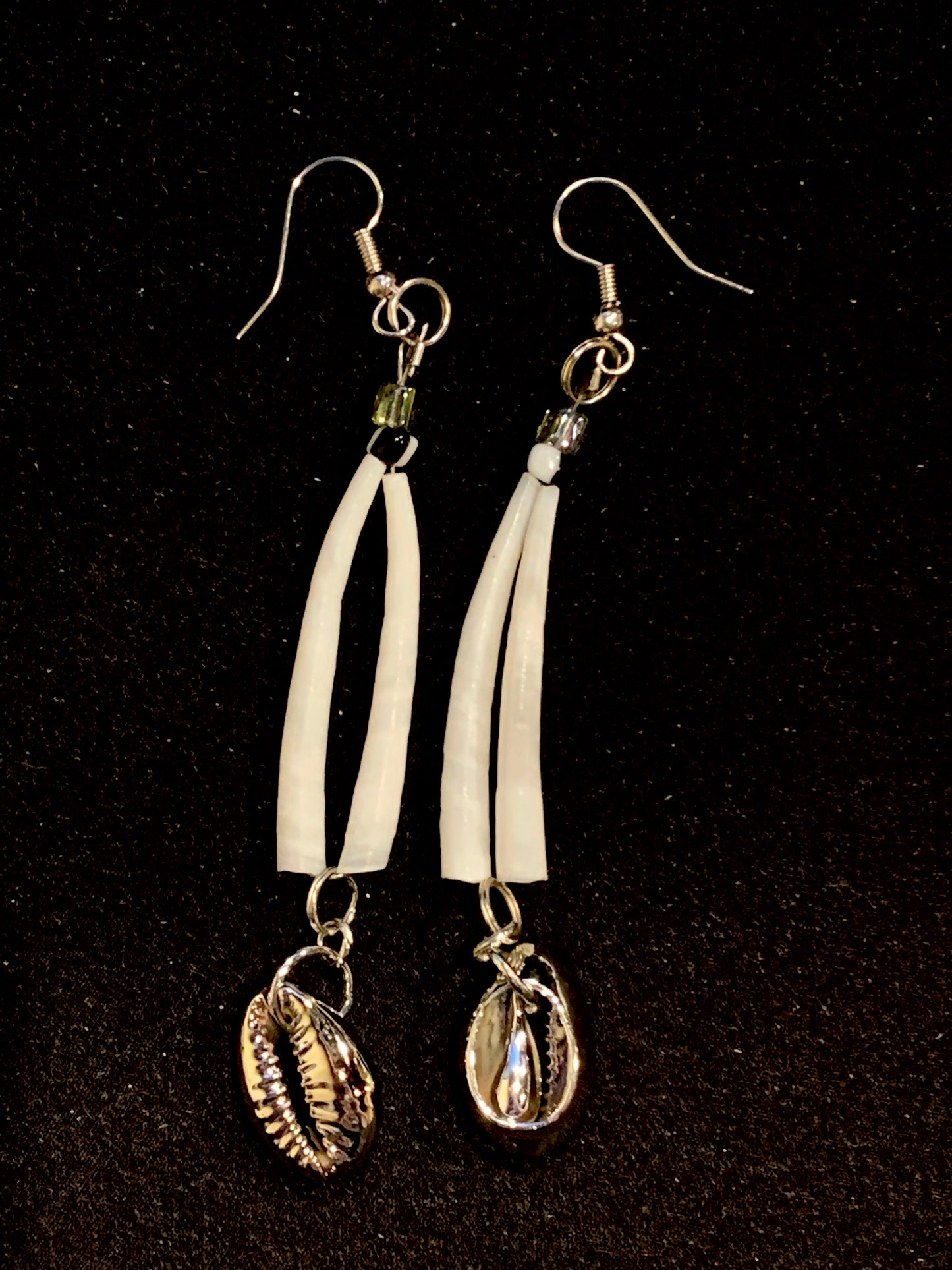 Amaris Makes Good - Two Tiered Dentalium Earrings w Metallic Shells