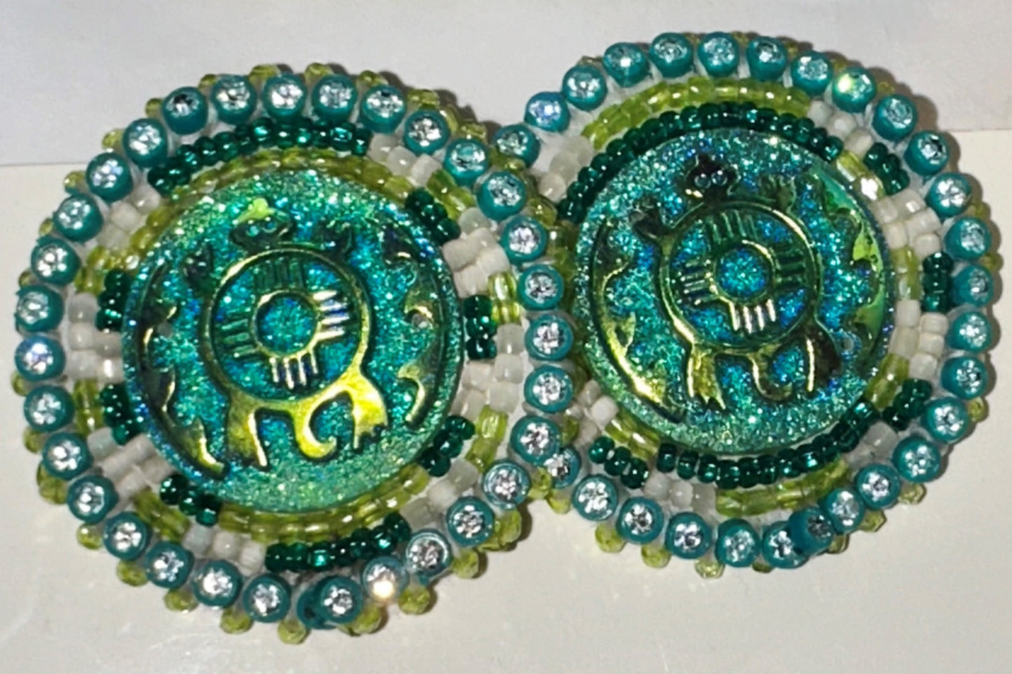 Beaded Earrings - Green Turltles