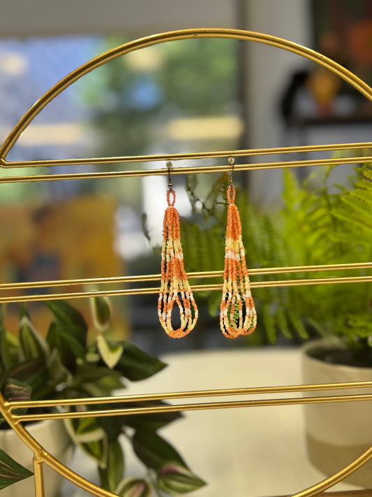 Earrings 4 Strand Loops Medium Peach