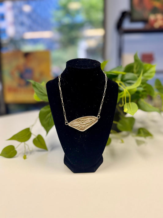 Sterling Silver Tufa Cast Butterfly Wing Necklace