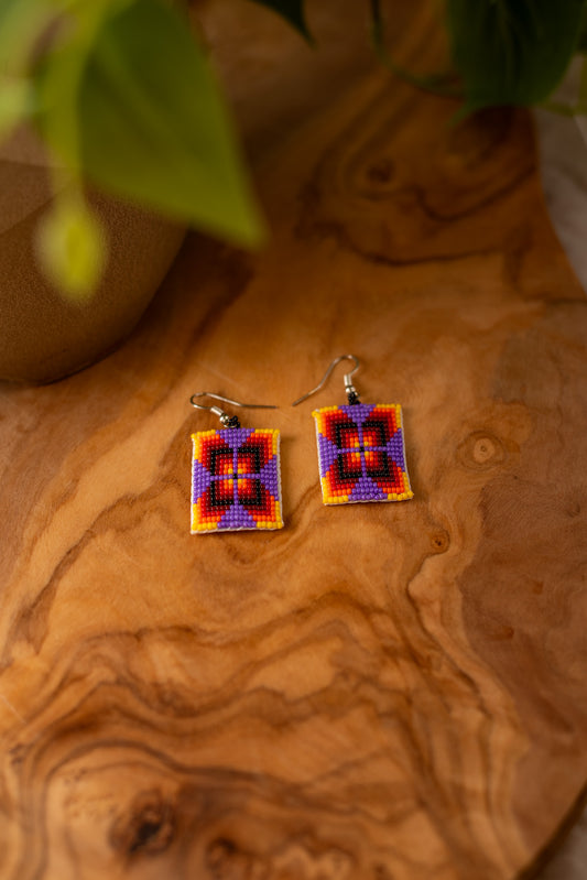 Earrings- Beaded Print Earrings- Crafty Edgewater