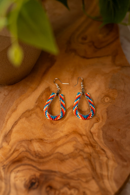 Earrings- Beaded Teardrop Earrings- Sands Works and Design