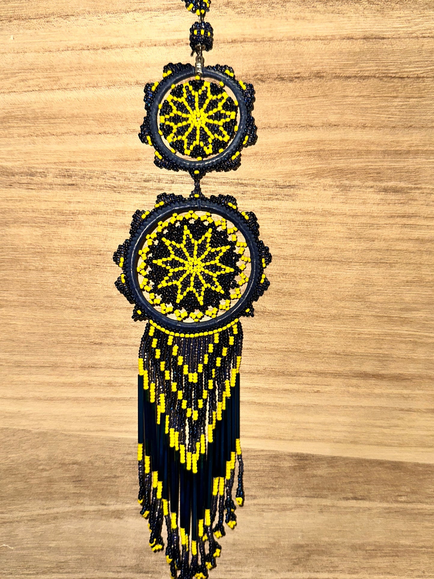 Two Tiered Dreamcatcher - Blue and Yellow