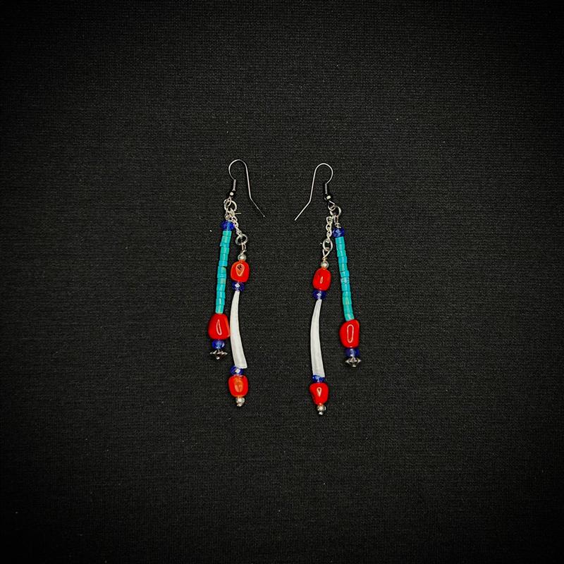 Earrings- Beaded Dentalium Earrings- Crafty Edgewater