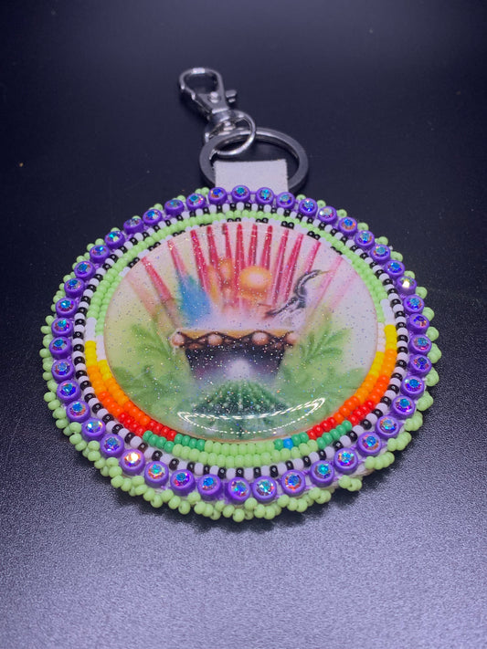 Germaine Thompson - Large Beaded Medallion keychains