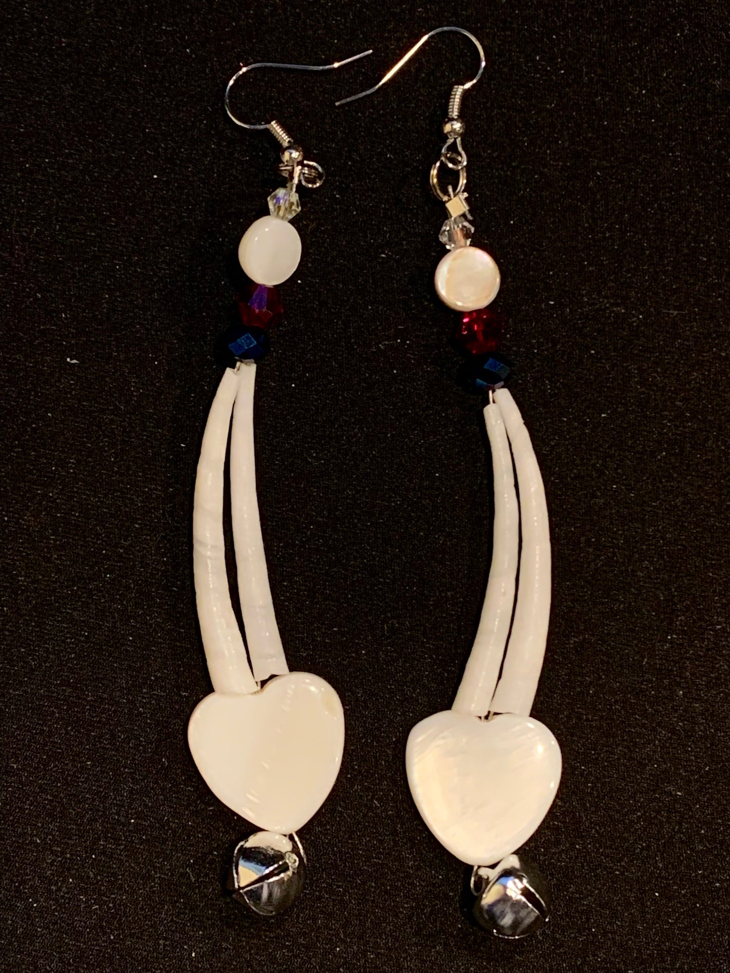 Amaris Makes Good - Two Tiered Dentalium Earrings with Hearts