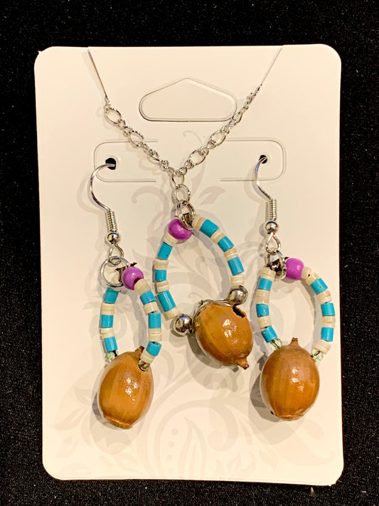 Amaris Makes Good - Acorn and Bead Necklace/Earrings Sets