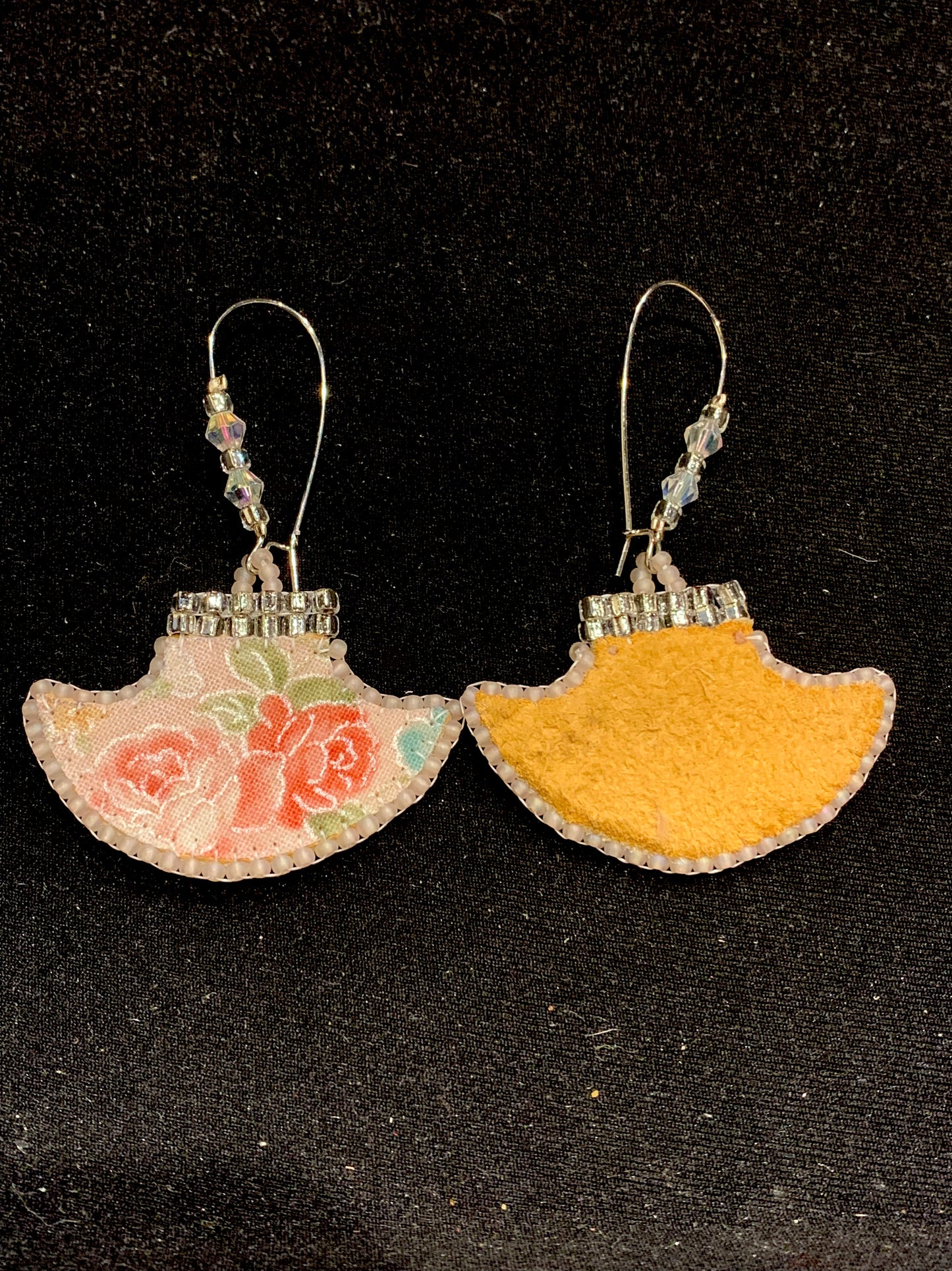 Michaila Taylor - Pink Floral Fabric Beaded Earrings