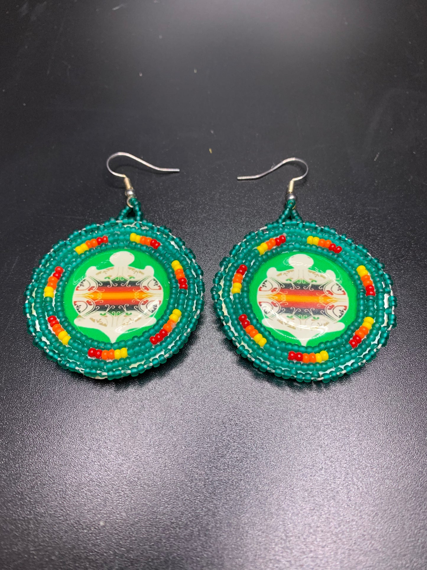 Christine Lone Elk - Beaded Medallion Earrings