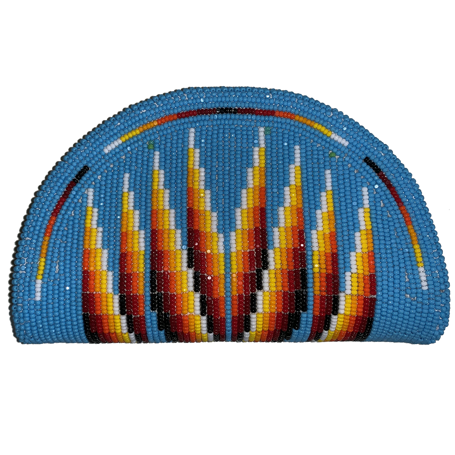 Light Blue Beaded Purse on Smoked Buckskin - Intertribal Creatives by Running Strong for American Indian Youth