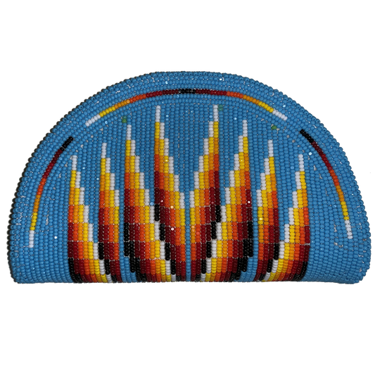 Light Blue Beaded Purse on Smoked Buckskin - Intertribal Creatives by Running Strong for American Indian Youth