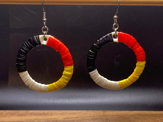 Loretta Cook - Porcupine Quill Earrings, Four Directions Colors