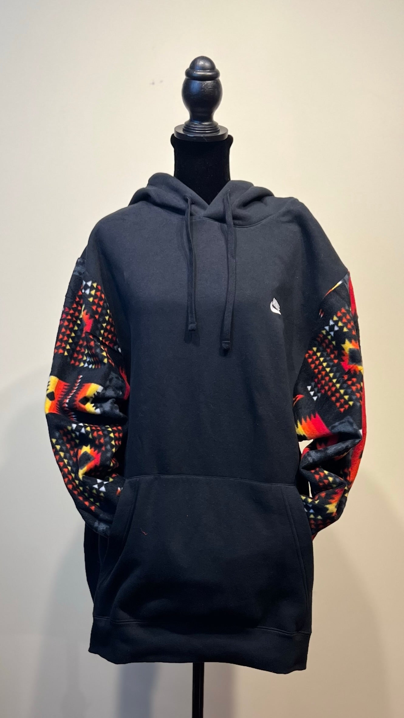 Nike Sweatshirt Hoodie- Black and Orange Tribal Print