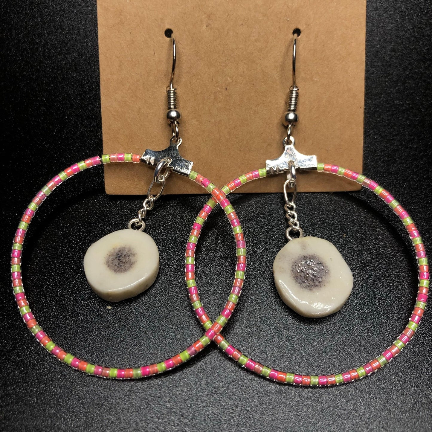 Aeshia Upton - Beaded Hoops w. Ivory Center